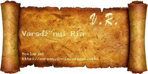 Varsányi Ria névjegykártya